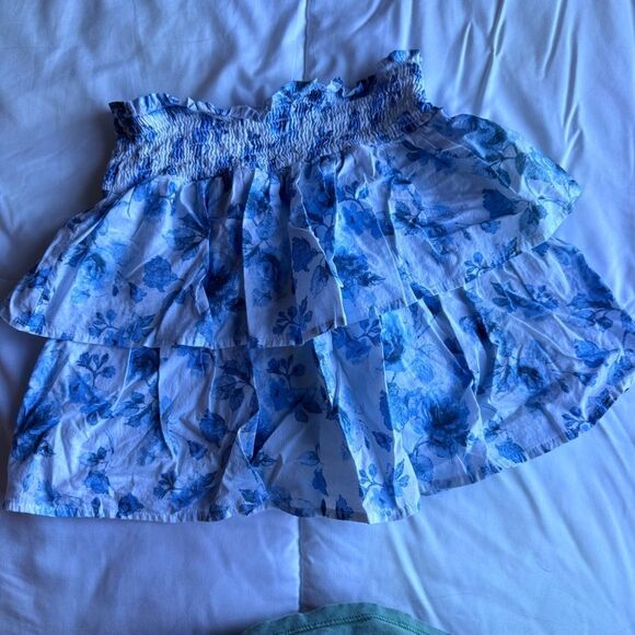 Art Class Blue and White Patterned Skirt - Picture 5 of 7